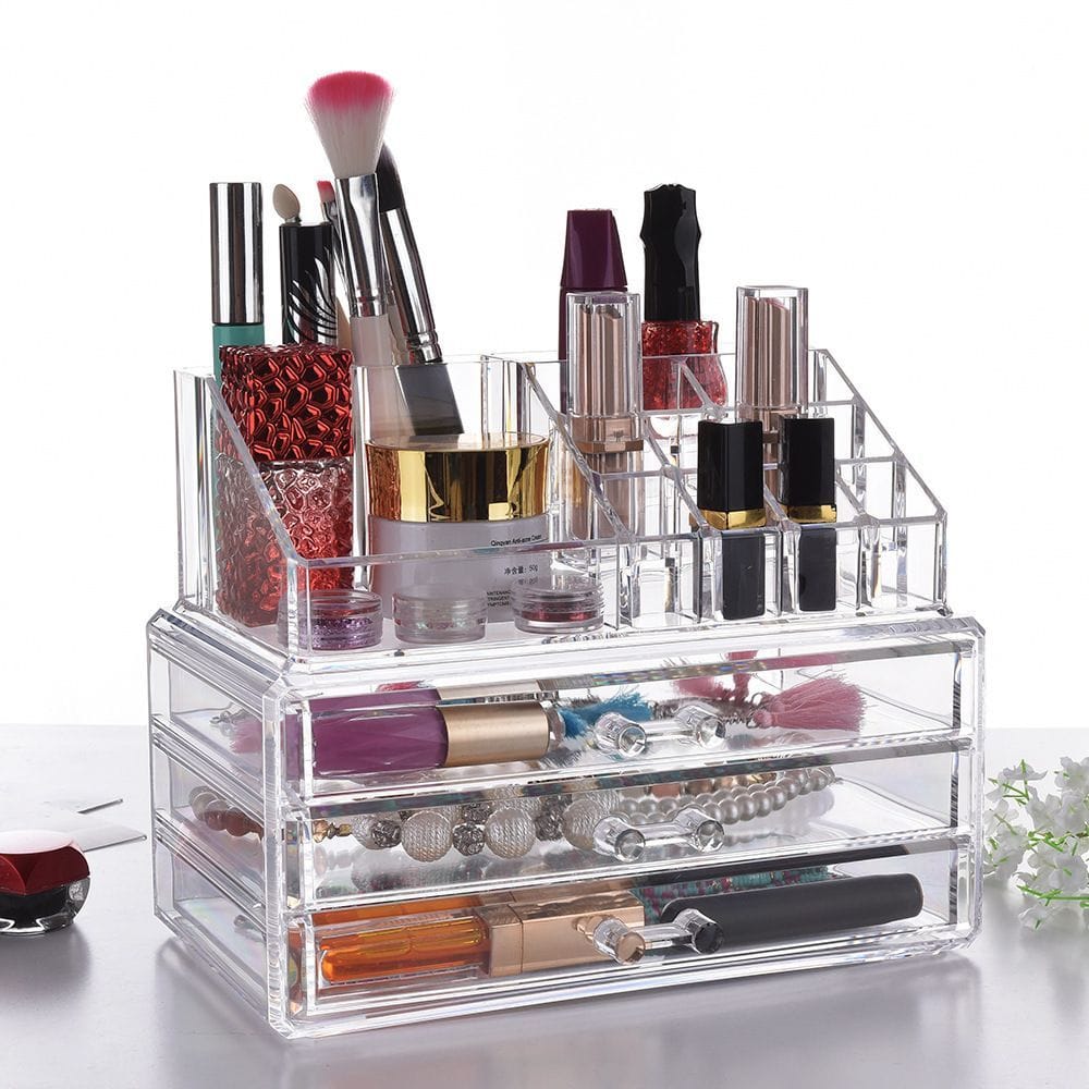 3 Layer Acrylic Transparent Makeup Drawer/Organizer Desktop Cosmetic Storage Box for  Lipstick, Jewelry