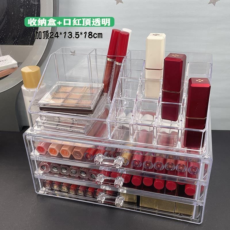 3 Layer Acrylic Transparent Makeup Drawer/Organizer Desktop Cosmetic Storage Box for  Lipstick, Jewelry