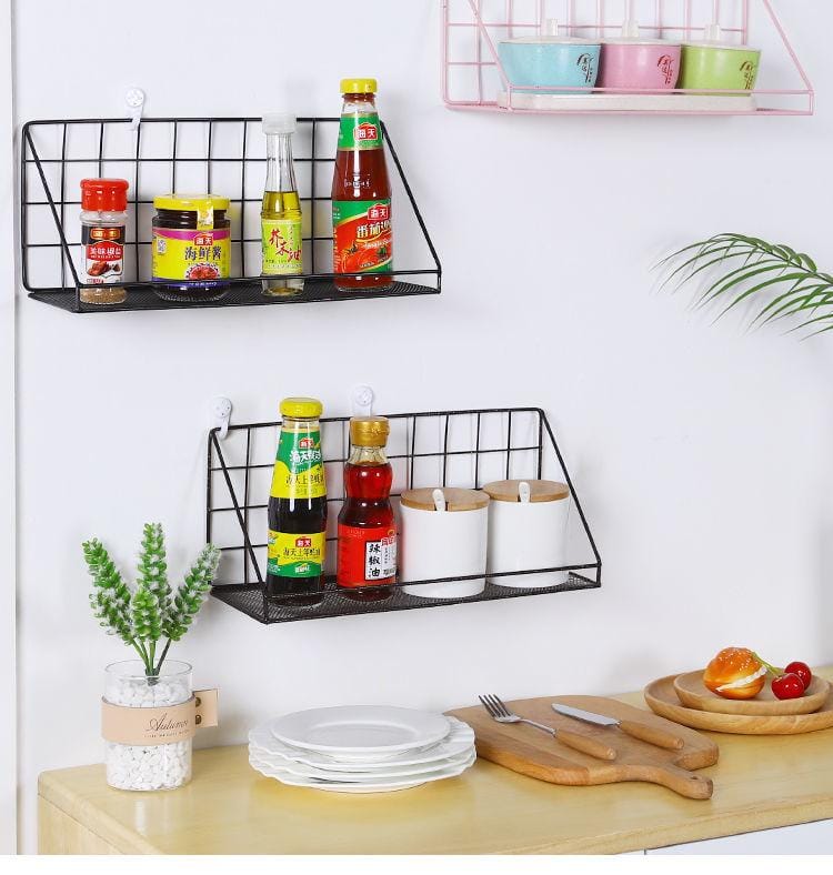 Creative wall shelves/ Metallic wall hanging basket storage rack  no punch