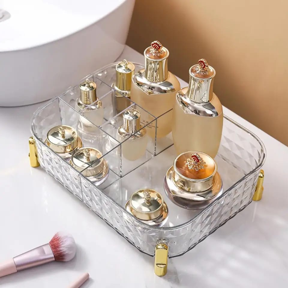 Large Capacity Multi Grids Transparent Make Up/ Multipurpose cosmetics  Organizer