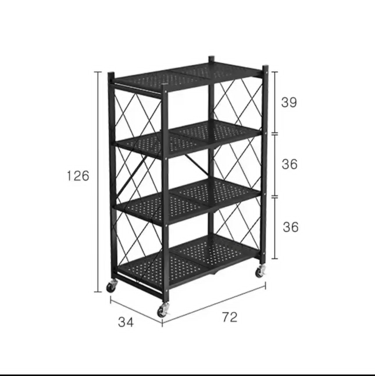 4-Tier Foldable Multipurpose Rack With Shelves & Wheels