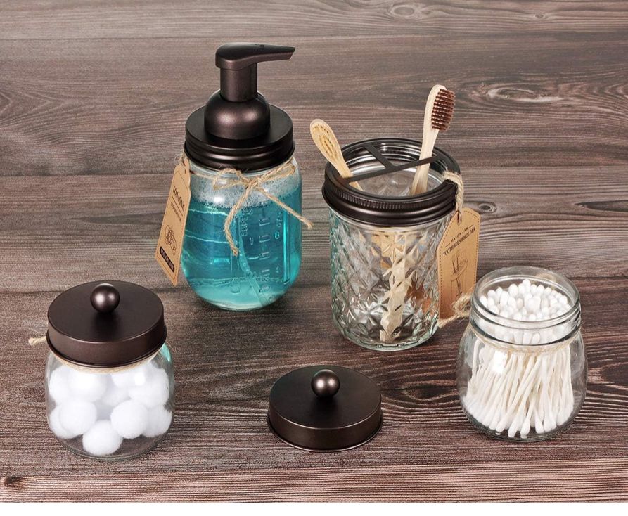 4pcs Bathroom Acessories Mason Jars Set