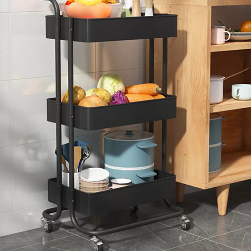 Multi-functional movable trolley storage rack