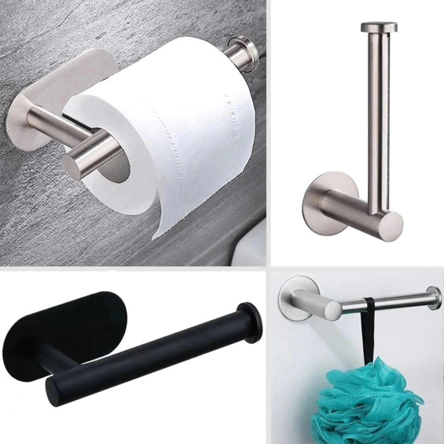 Adhesive Toilet Roll Paper Holder Organizer