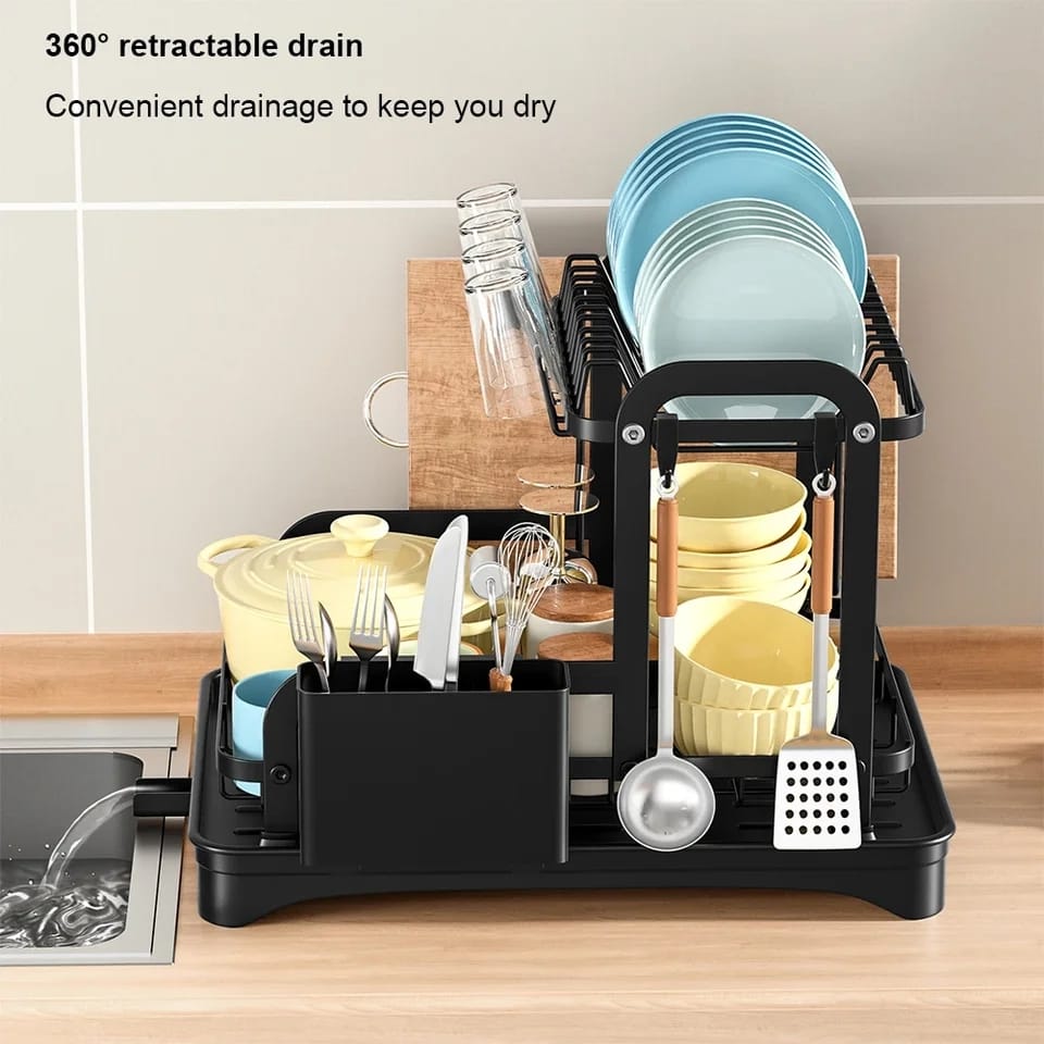 2 Tier Dish Drying Rack with Drip Tray