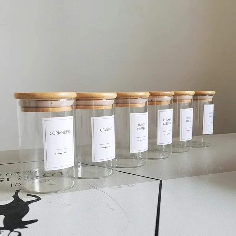 6-pack Round Glass Jars with Bamboo lid And Spoon