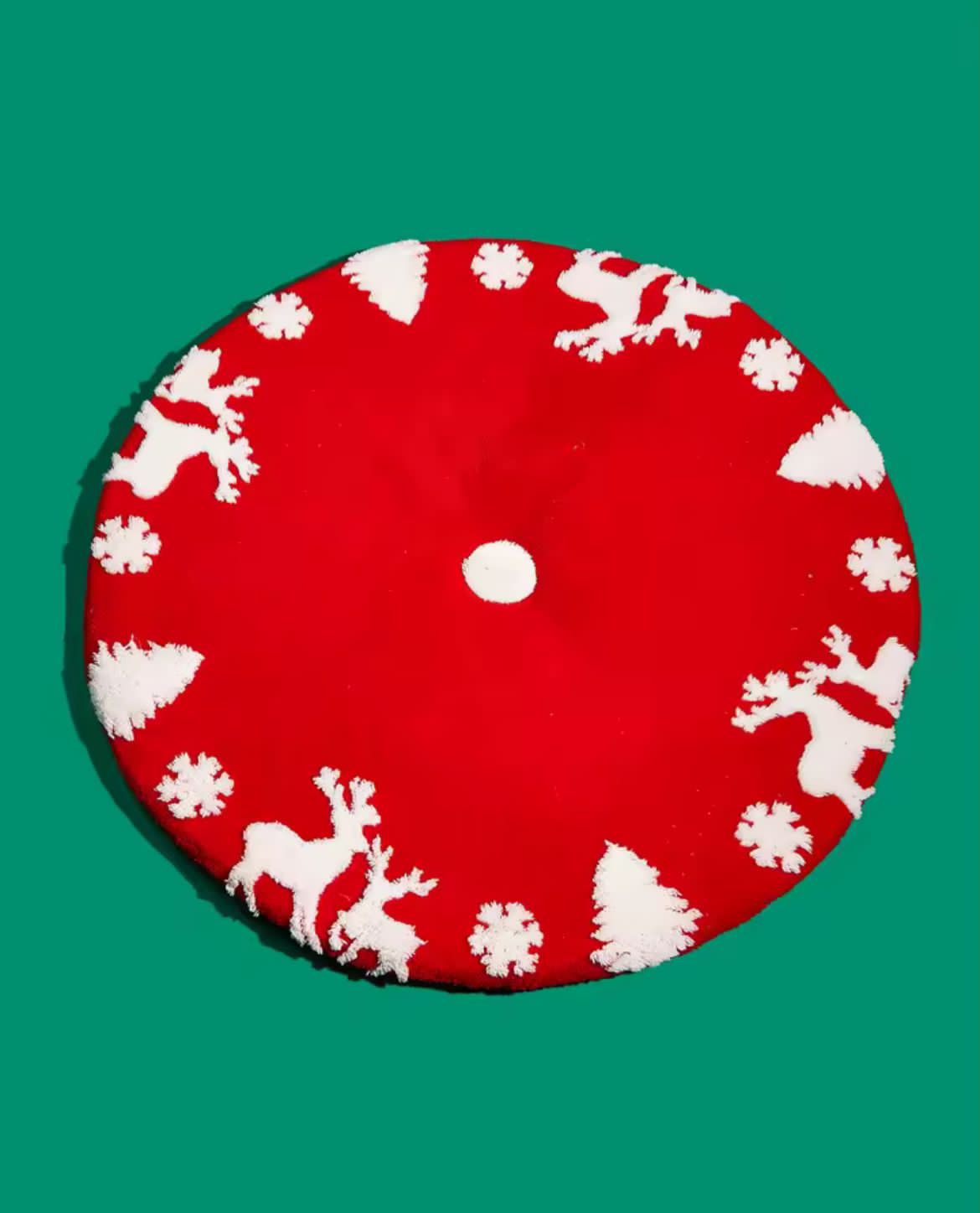 Snowflake Reindeer Christmas tree skirt