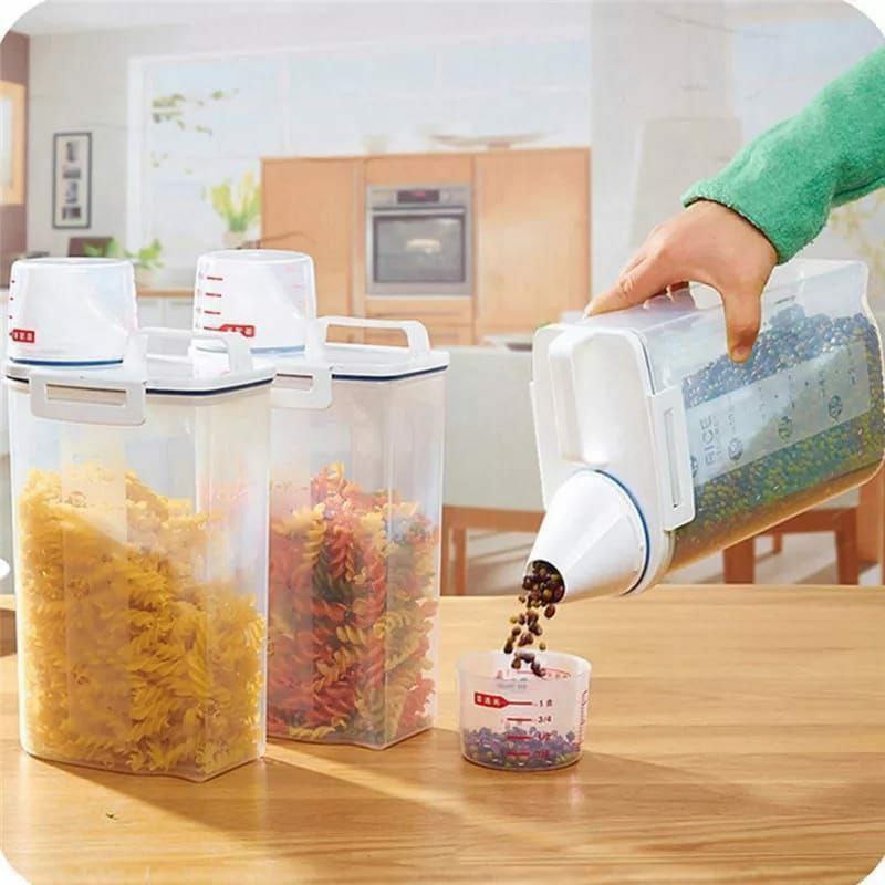 Cereal  Storage Container with measuring cup and handle