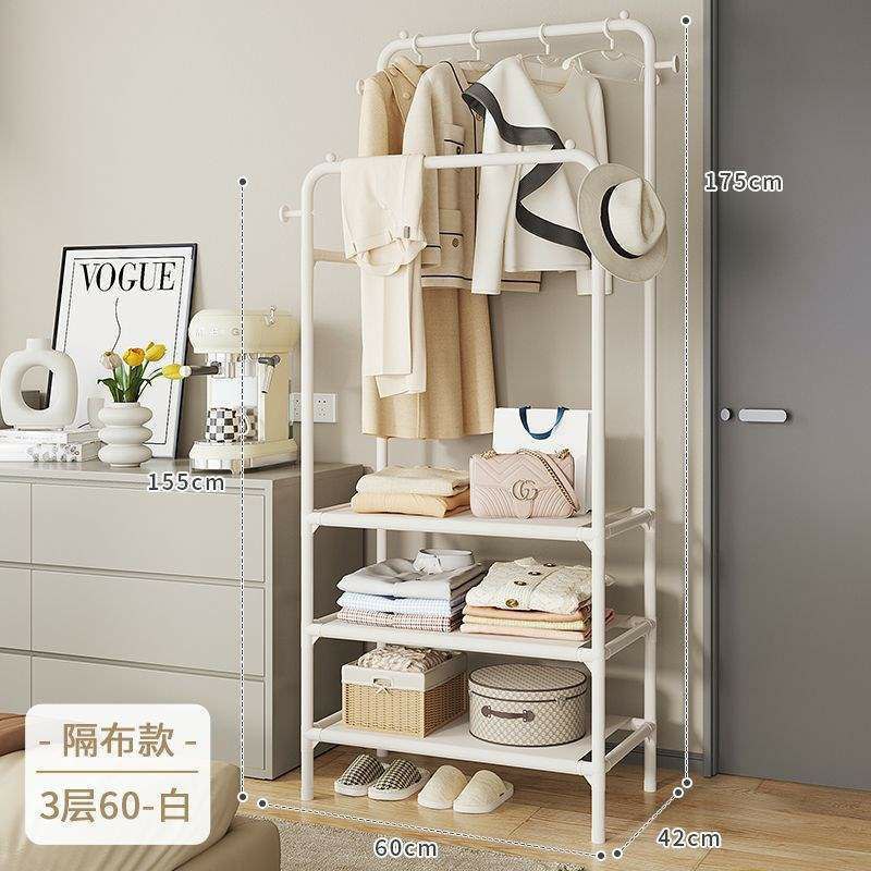 Double Clothing Garment Rack With 3-Tier Storage Shelf