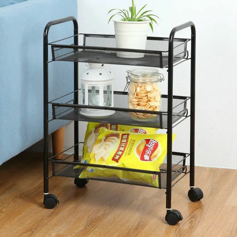 3 layer Multifunctional mesh design storage trolley