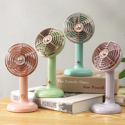 Small Retro Handheld Desktop Rotatable Fan USB Charging Portable Silent Fan