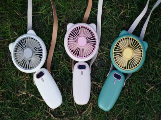 Mini Folding Electric Fan with strap, for Women, Girls & Kids. Portable Cat Ear Fan, USB Rechargeable Small Fan. Great Wedding Gift