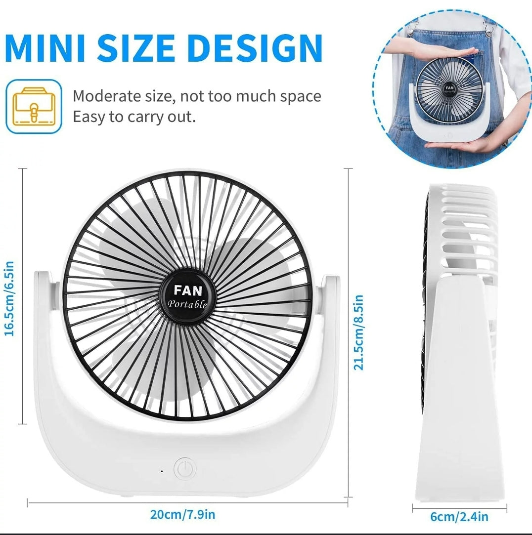 Desktop Mini Fan, Rechargeable Desk Fan 3, office table top fan, house fan, beach fan, Speed Adjustable Portable for Student, office, work and home fan