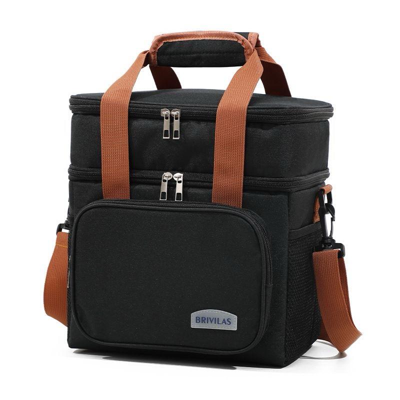 Double Compartment (15L) Insulated Lunch Bag / Thermal Cooler Bag with Removable Shoulder Strap