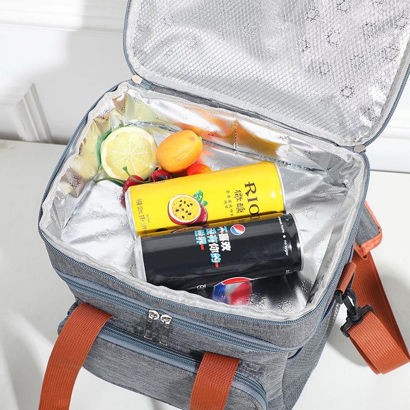 Double Compartment (15L) Insulated Lunch Bag / Thermal Cooler Bag with Removable Shoulder Strap