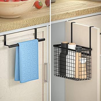 2 pc Over the Cabinet door Organizer with towel rack