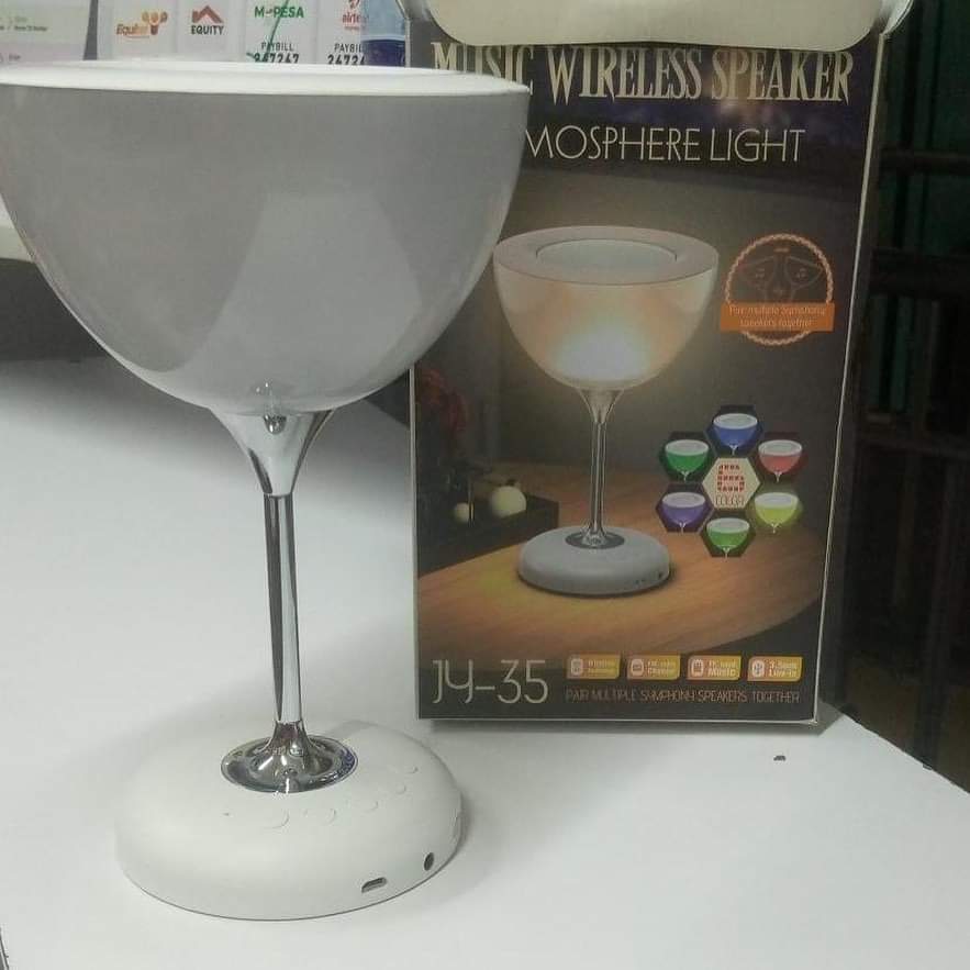 Novel wine glass bedside lamp with 6 colour atmospheric lights