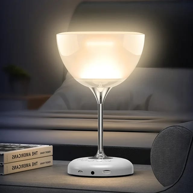 Novel wine glass bedside lamp with 6 colour atmospheric lights