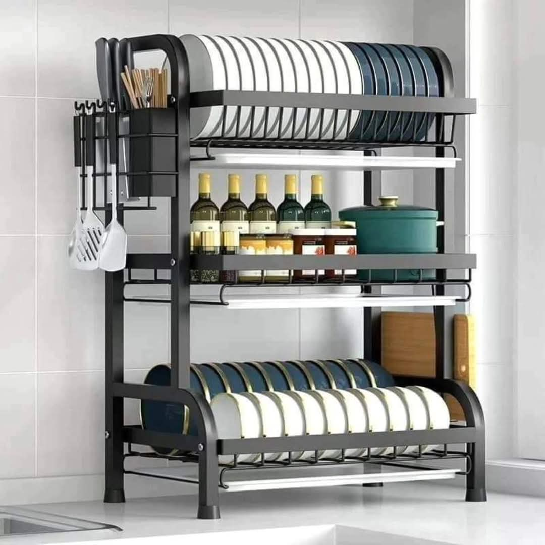 3 tier dish rack with cutlery holder & Chop Board Holder