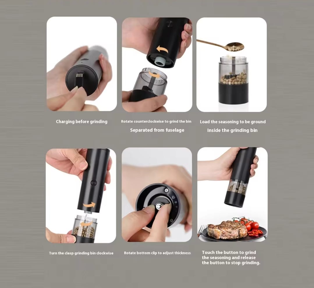 Rechargeable pepper grinder