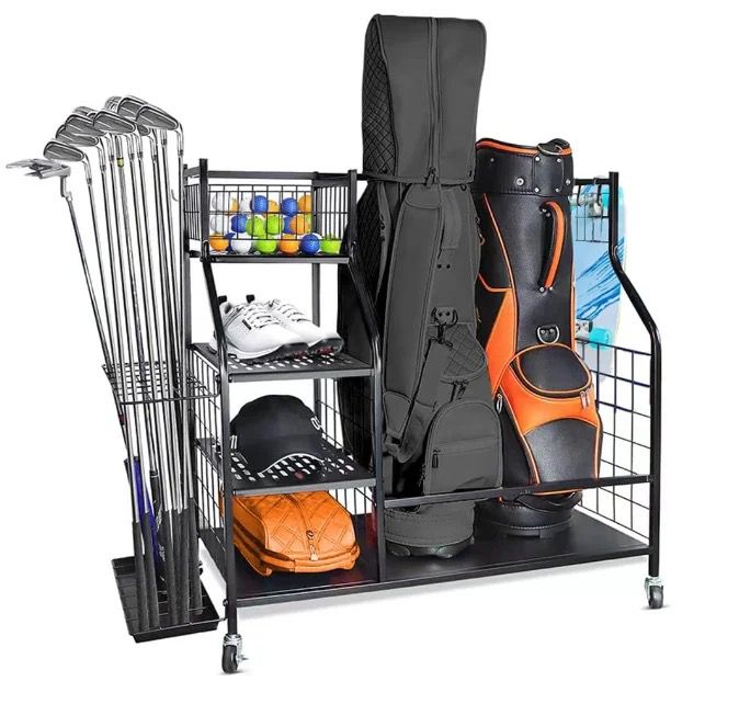 Golf Bag and Equipment Storage Organizer Rack