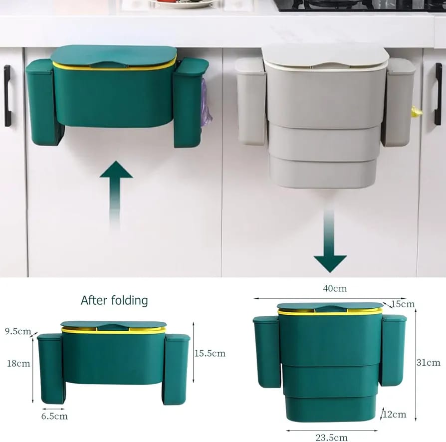 Foldable Kitchen Hanging dustbin with 2 Trash Bags Storage cans