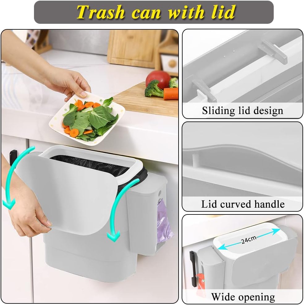 Foldable Kitchen Hanging dustbin with 2 Trash Bags Storage cans