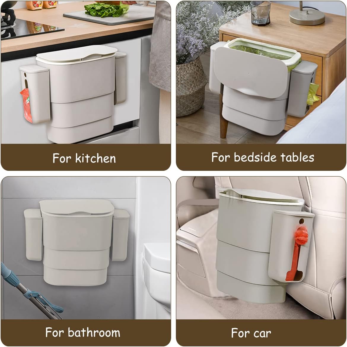 Foldable Kitchen Hanging dustbin with 2 Trash Bags Storage cans