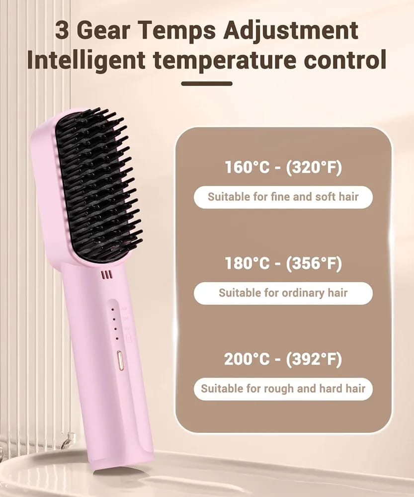 Rechargeable Portable Cordless Hair Straightener Brush