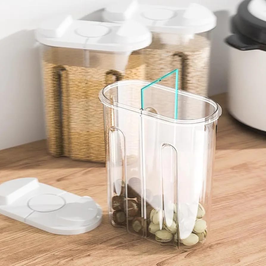 Cereal Storage Container with Airtight Lids and 2 Compartments