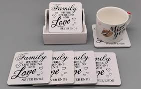 Family writing square coaster (black and white)