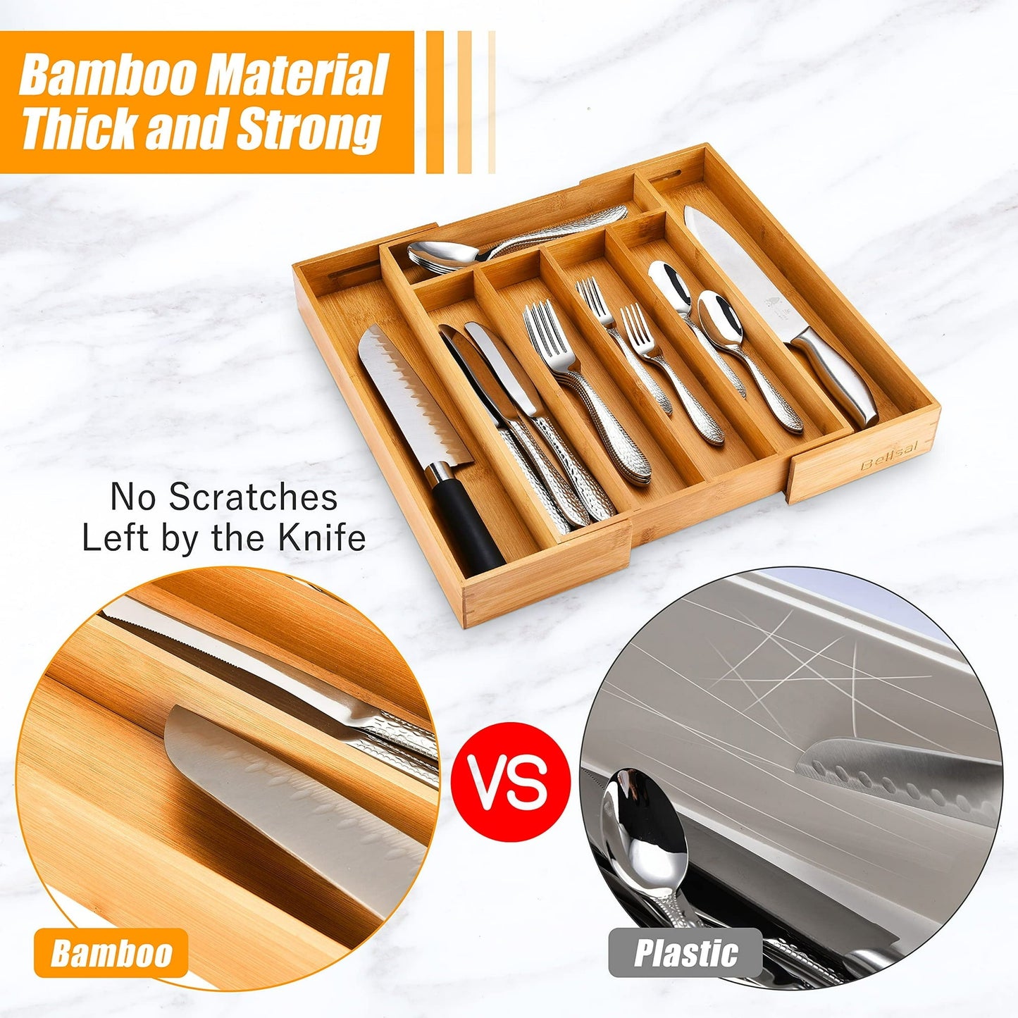 Bamboo Expandable Cutlery Tray