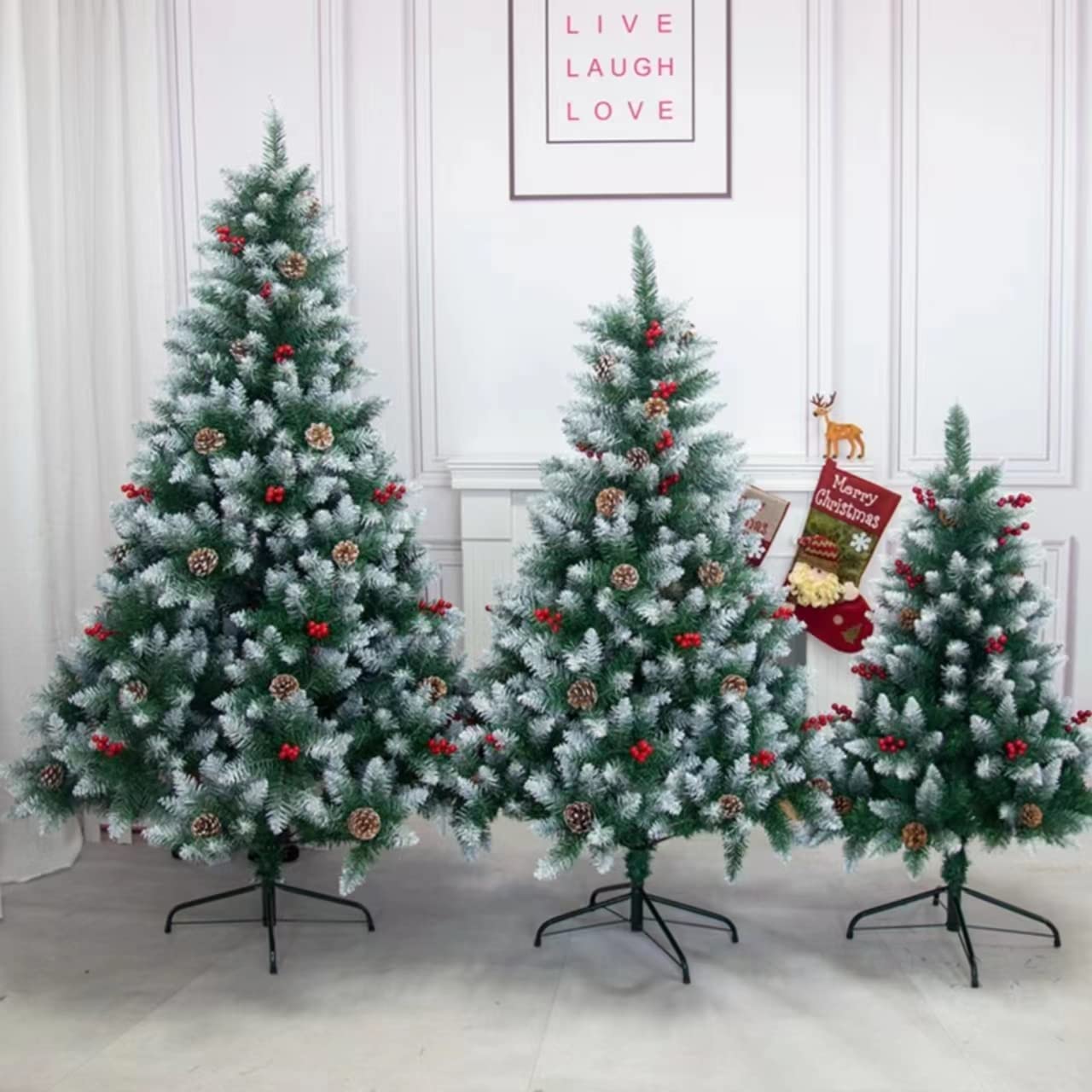 Frosted Christmas tree with cones and berries