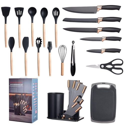 19pcs silicon spoon/knife  set with chopping board