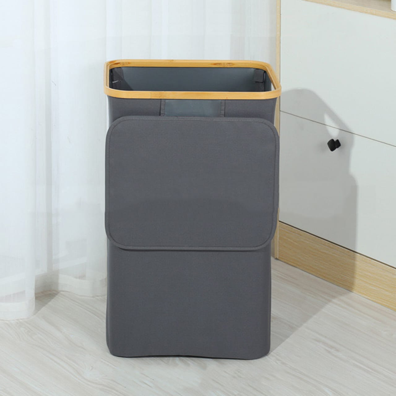 Foldable laundry basket with lid and inner bag