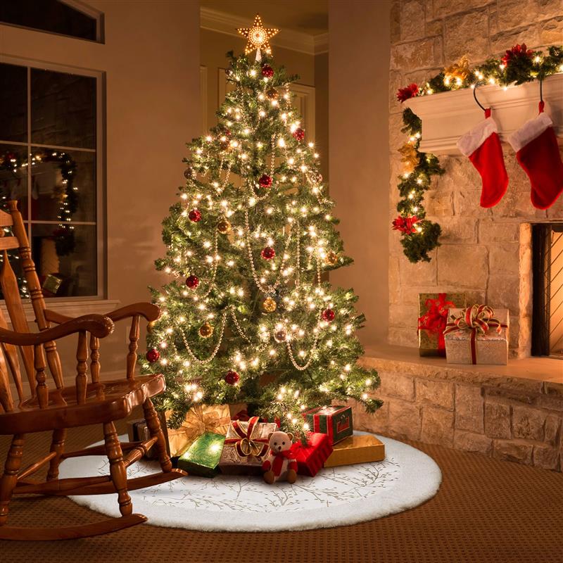 Christmas Tree Skirt White Plush Carpet