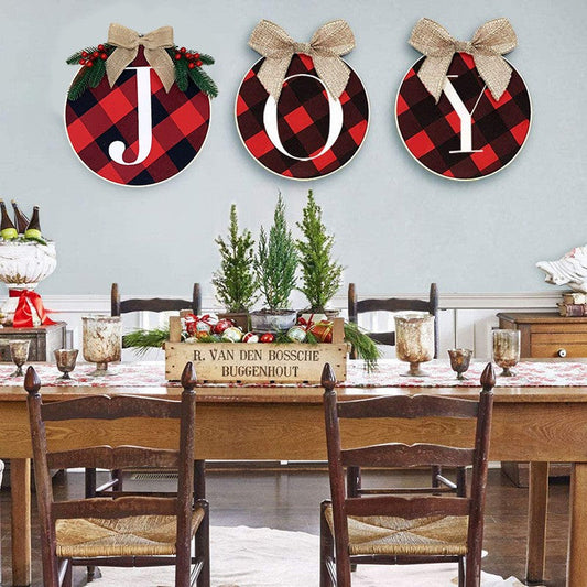 Christmas Wreaths Joy Sign Buffalo Plaid Xmas Wreath