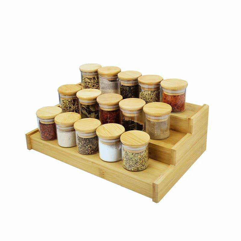 Non expandable bamboo spice rack