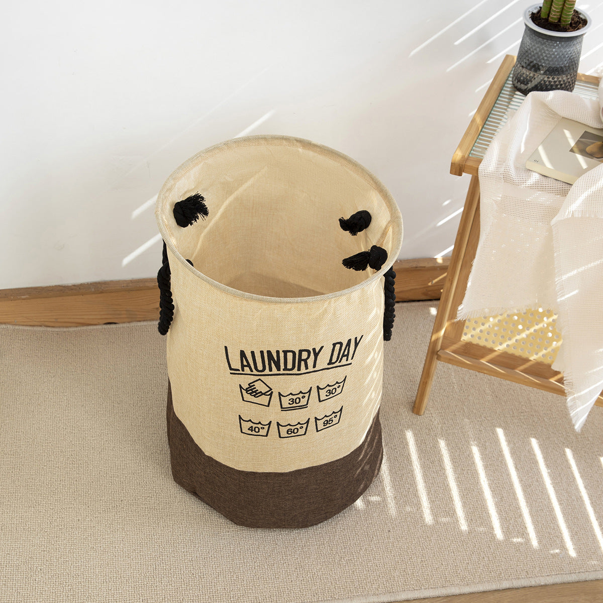 Laundry day round multi-purpose basket with handle