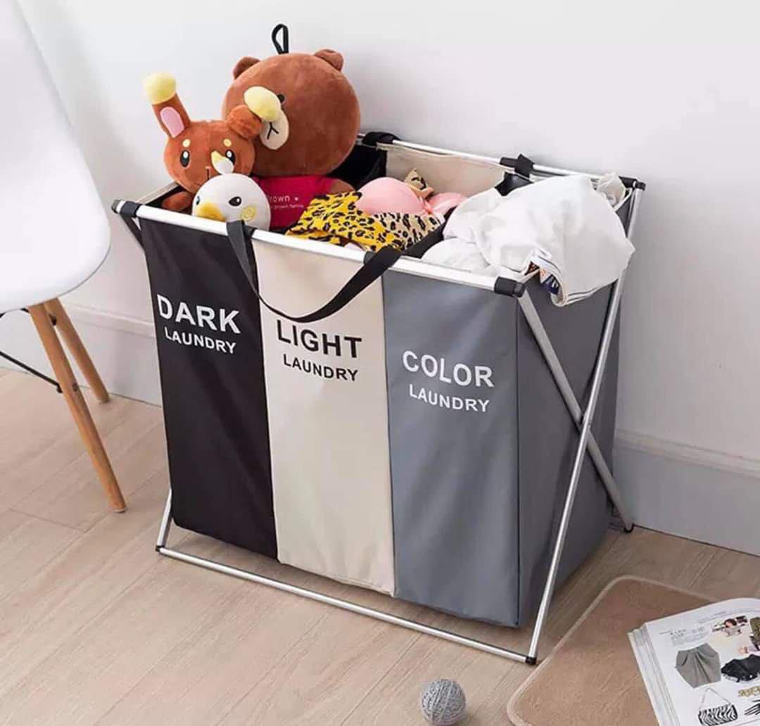 3 Compartments Laundry Basket