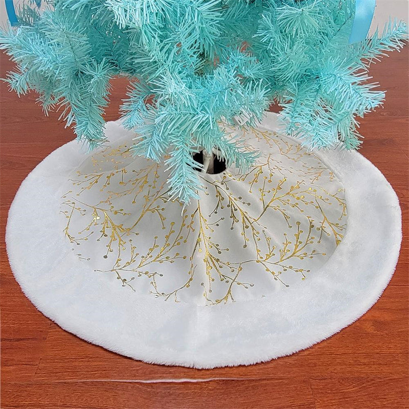 Christmas Tree Skirt White Plush Carpet