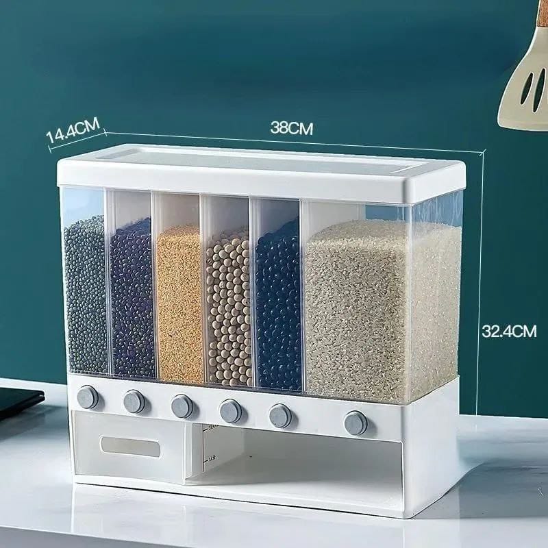 Wall Mounted Cereal Dispenser 6 compartment