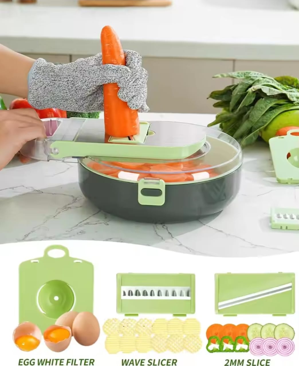 Multi-functional 9pcs Vegetable Chopper/Cutter