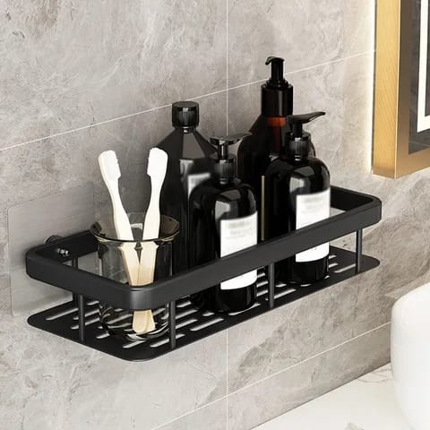 Elegant style adhesive bathroom organizer.