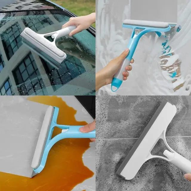 3-in-1 Car Spray Glass Double Sided Wiper Spray Window Squeegee  Cleaner Bathroom brush Mirror  Scrapper with spray bottle