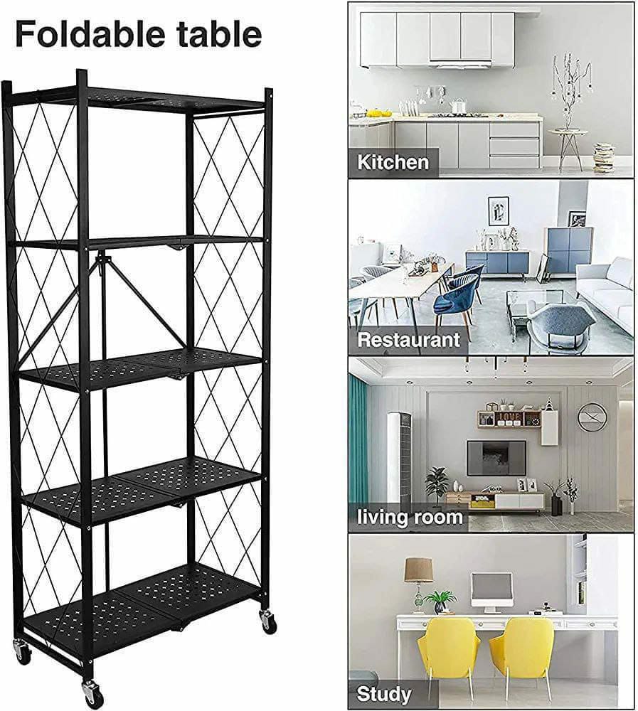 5 Tier folding shelf with wheels