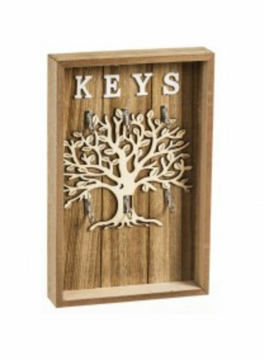 Wall mounted wooden key holder