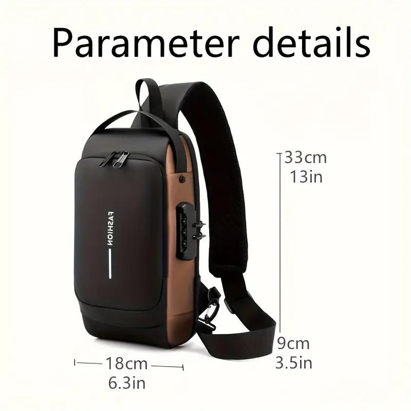 Anti-Theft Chest Cross Shoulder Bag / Casual Sports Crossbody Shoulder Bag, USB Charging Sport Anti-theft Shoulder Bag