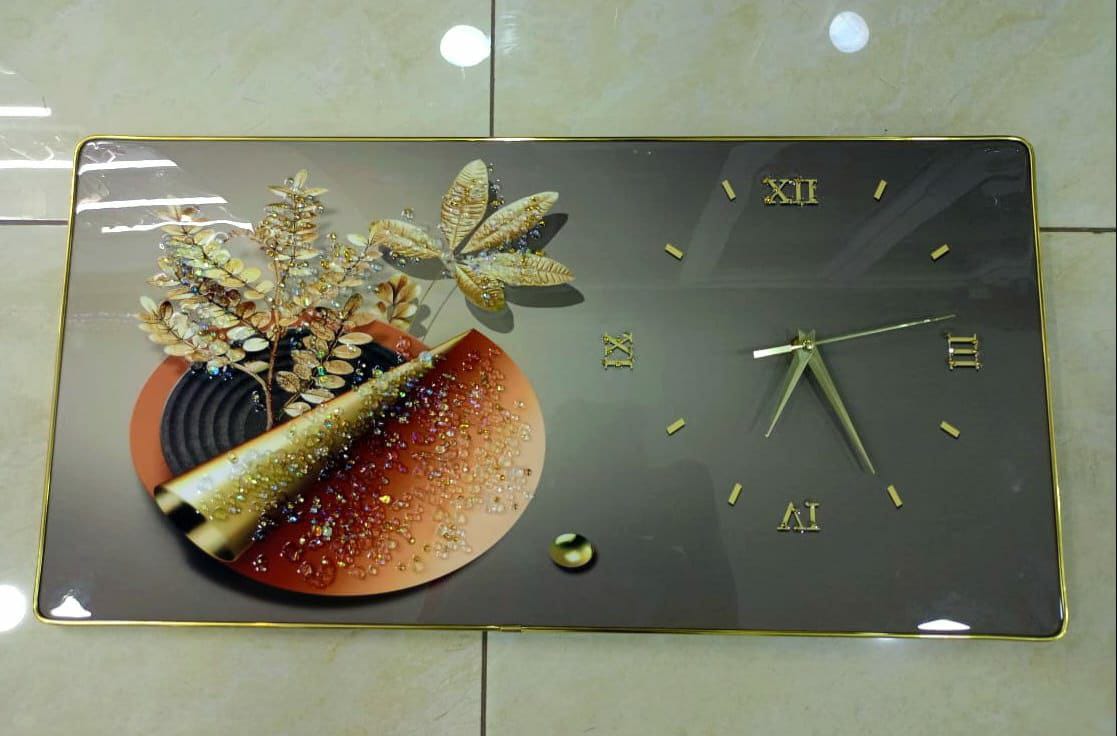 Crystal porcelain decorative painting with clock 30x60