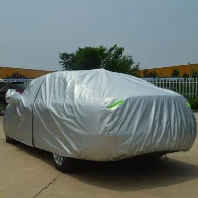 High Quality Universal Grey Car Cover with fleece on the inside part & Has Reflector on the sides